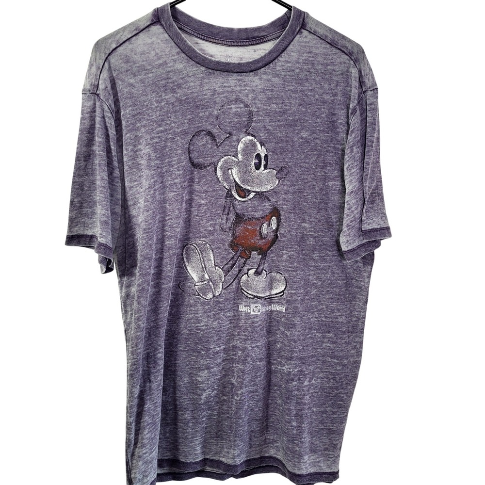 Disney Parks Mickey Mouse Purple Acid Wash Graphic T-Shirt Small Walt Disney